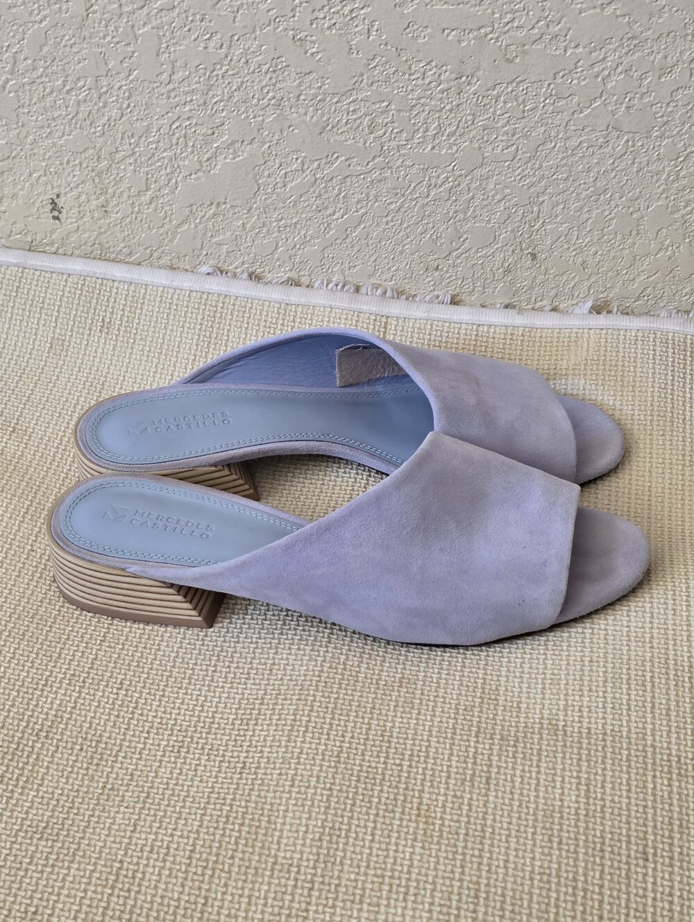 Mercedes Castillo Suede Slide Sandal in Lavender  Blue Women Size 9